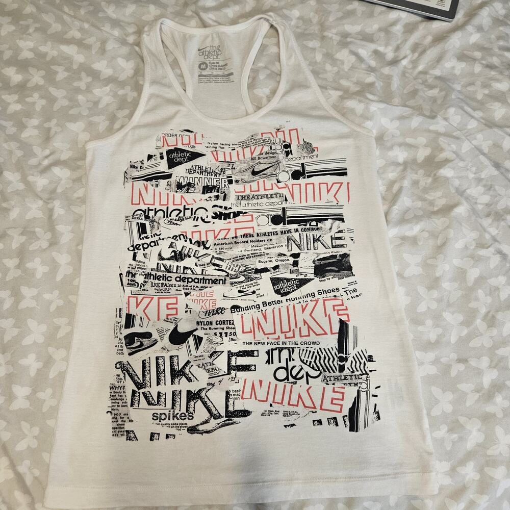 Nike Women's Bundle Med Slim Fit Cotton Tank Top White & Gray Graphic Athleisure